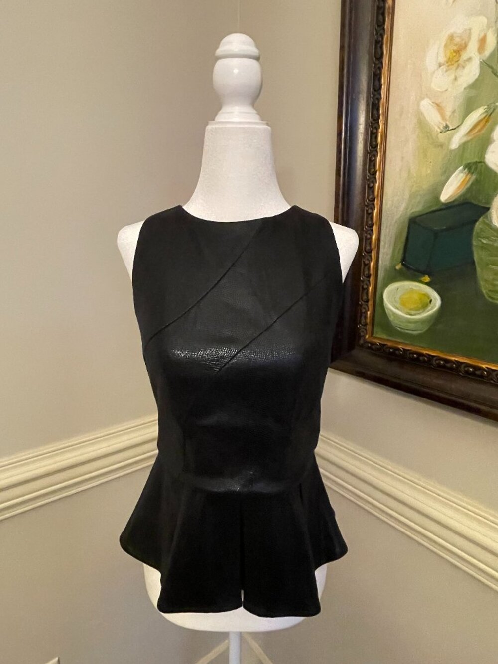 Greylin Black Peplum Top Size Small